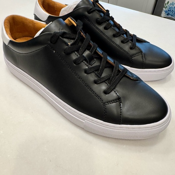 POLO RALPH LAUREN JERMAIN II 2 BLACK LEATHER UNISEX SNEAKERS Men’s 7 WMS 8.5 - Picture 3 of 10